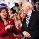 U.S. Republican vice-presidential nominee Alaska Governor Palin and U.S. Republican presidential nominee Senator McCain (R-AZ) share a laugh at a campaign rally in Hershey